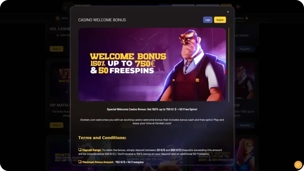 Free spins bonus displayed at a no ID casino for UK players