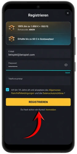 Bestätigung per EMail oder SMS bei der Kontoeröffnung