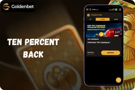 Goldenbet cashback offer returning 10% of casino losses