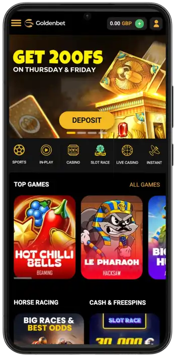 Goldenbet casino lobby with full access to games after registration