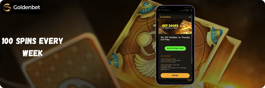 Goldenbet free spins weekly offer on Book of Witches slot