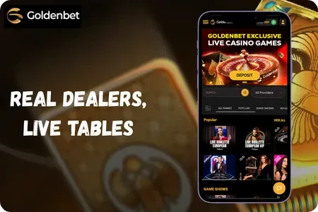 Goldenbet live casino with Evolution blackjack and roulette tables
