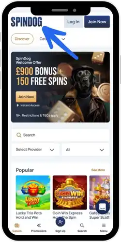 Visit the official Spindog Casino site UK