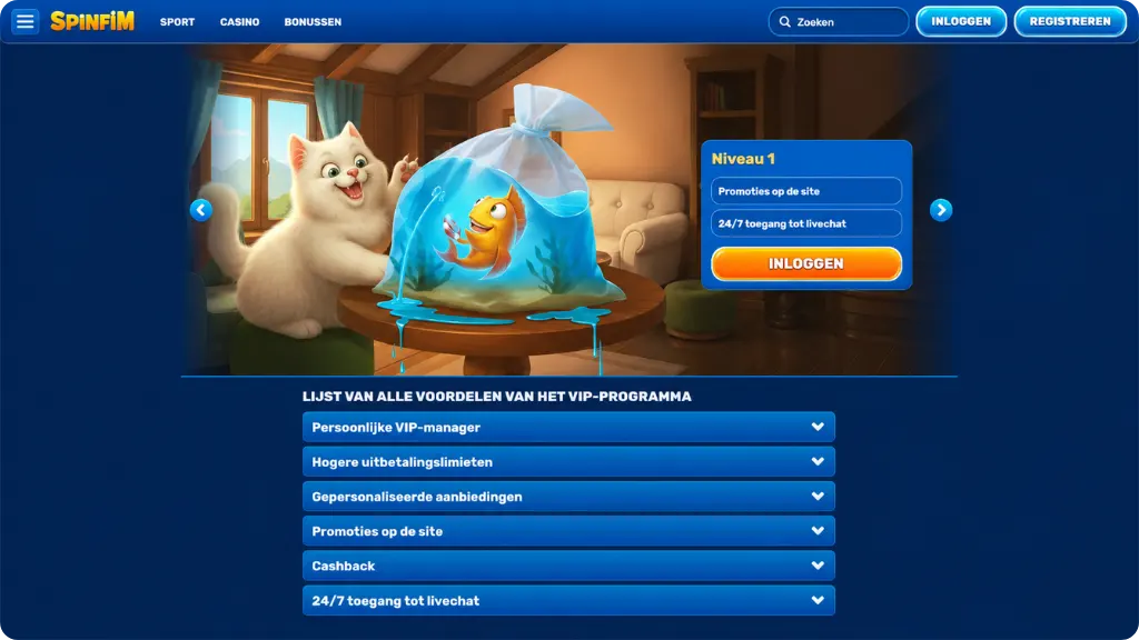 VIP dashboard met cashbackniveaus en persoonlijke manager bij een casino zonder ID controle